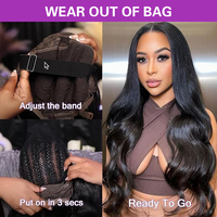 Wig Rambut Asli Manusia 40 inci, Kepadatan 180%, Tanpa Proses, Virgin, 13x4 Glueless Lace Front, Model Raw Deep Wave, Dijual Grosir, 100% Rambut Manusia