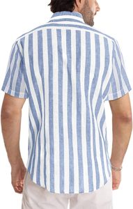 Herren Casual Stilvolle Einreihige Hemden mit Umlegekragen Kurzarm Knopfleiste Gestreift Gestrickt 180g Sommer-Hemden - Product Image 3