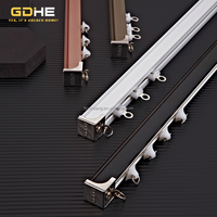 Rail de rideau droit en alliage d'aluminium robuste, plusieurs couleurs, fixation au plafond, avec embout, patin et support