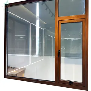 Ventanas de madera revestidas de aluminio con aislamiento térmico a buen precio, superventas, ventana de madera con doble acristalamiento Low-E