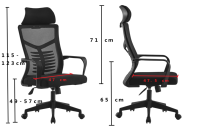 Chaise de bureau ergonomique à dossier haut en maille, pivotante et réglable, avec appui-tête et soutien lombaire pour le personnel de bureau