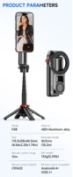 Trépied télescopique pliable F08 463 mm avec télécommande magnétique amovible à ouverture par pression, bâton de selfie