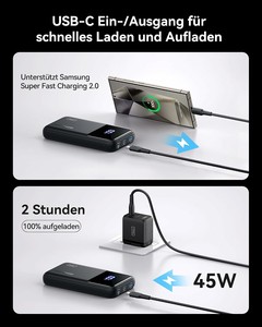 Cargador Portátil de Alta Velocidad de 65W, Cargador Rápido Multipuerto para Laptop y Tablet, Banco de Energía de 20000mAh de Construcción Sólida para Venta al Por Mayor - Product Image 3