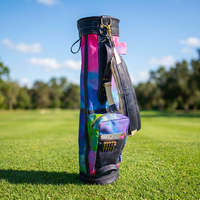 Sac de golf vintage HIBO en toile personnalisée et cuir véritable, design tie-dye, capacité de 14 clubs de golf