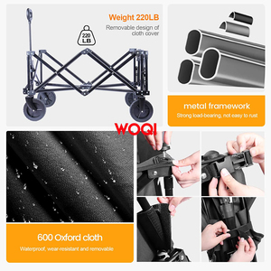 WOQI Katlanabilir Mini El Arabası Ağır Hizmet Tipi Paslanmaz Çelik Dış Mekan Arabası Döner Tekerlekli Bahçe İşleri Market Alışverişi OEM - Product Image 5