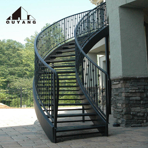 <span class=keywords><strong>Escalier</strong></span> extérieur en métal noir sur mesure pour villa QUYANG, <span class=keywords><strong>escalier</strong></span> en fer forgé pour <span class=keywords><strong>jardin</strong></span> avec garde-corps de sécurité - Product Image 2