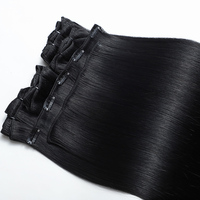 Rambut Asli Manusia 100% untuk Kecantikan, Ekstensi Rambut Clip-in Grosir, Rambut Virgin Remy Rusia, Ekstensi Rambut Clip-in