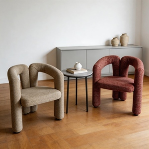 Chaises de salle à manger modernes minimalistes en forme de M avec structure en fer et tissu David - Product Image 6