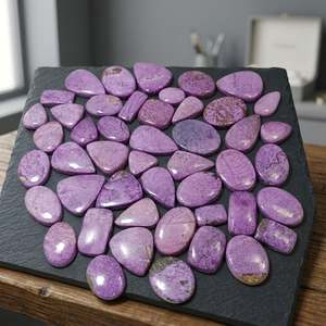 Natural <b>Purple</b> Stichtite Loose Gemstone Cabochons Lot for Wire Wrapping & Jewelry Making - Product Image 1