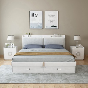 Juego de Ropa de Cama con Edredón, Diseño Moderno con Almacenamiento de Madera, Tamaño King, Color Blanco - Product Image 2