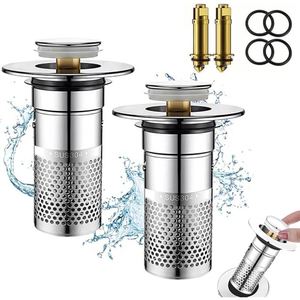 Bonde de vidange 3-en-1 en acier inoxydable pour évier de cuisine, baignoire et lavabo, avec filtre attrape-cheveux jetable pour drain de douche - Product Image 2