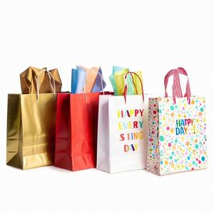 Sacs en papier kraft de luxe personnalisés couleur unie avec pelliculage mat et sangle en sangle – Sacs durables pour la vente au détail, les cadeaux et l'emballage de fourrures - Product Image 1