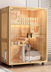 Подгонянная Роскошная Экологичная деревянная клетка для домашних животных, дышащая и удобная кровать, пещера, твердый стиль для кошек и собак - Product Image 3