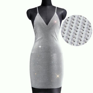 Abito da donna con strass glitterato in Mesh trasparente con <span class=keywords><strong>spalline</strong></span> e <span class=keywords><strong>spalline</strong></span> con scollo a V trasparente con paillettes 0750 - Product Image 2