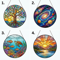 Hamaileon Acrylic Suncatcher Puzzle - Ornement suspendu rond style vitrail, pièces de forme unique, décoration murale pour fenêtre, cadeaux
