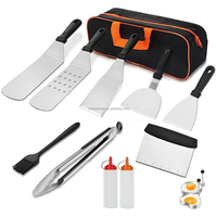 Spatule perforée et retourneur solide en acier inoxydable avec manche en plastique pour barbecue et camping