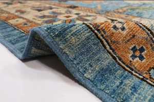 Fait à la main vibrant indien Oushak bleu tapis afghan noué à la main colorant végétal nouveau salon tapis exercice prière pique-niques - Product Image 2