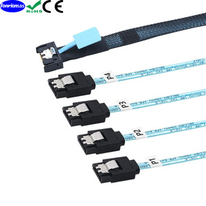 สายเคเบิล4X-4SATA ข้อมูล mcio SATA 38P PCIe สายเชื่อมทองแดงปราศจากออกซิเจนสีดำ - Product Image 1