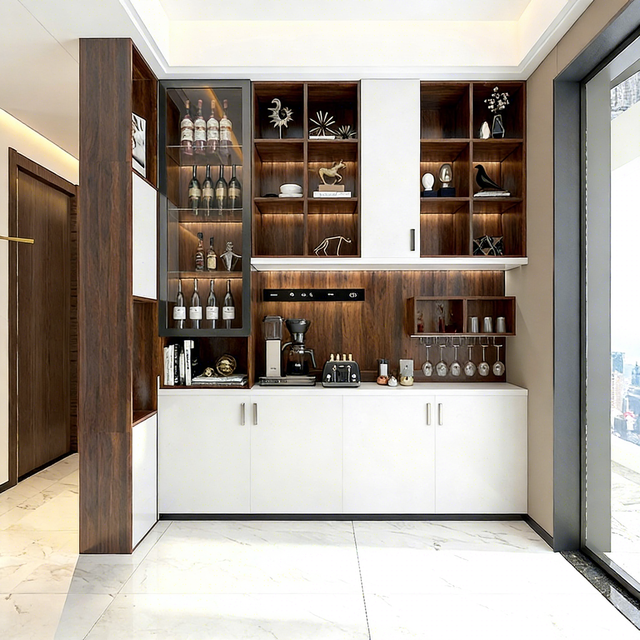 Luxury Elegant Living Room Storage Cabinets Modular Wine Cabinet Custom Eco-friendly Wooden Sideboard
