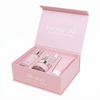 Caja de Regalo Magnética Rosa Pálido de Lujo para Cuidado de la Piel con Inserto Moldeado para Empaque y Regalos de Set de Belleza Premium de 5 Piezas