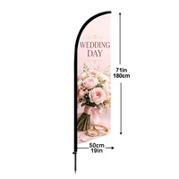 Drapeau extérieur pour mariages, imprimé simple face, avec kit de mât en fibre de verre et bannière en polyester, mât inclus, pour la promotion d'événements