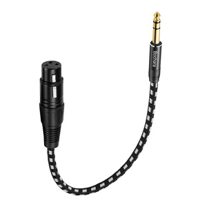 Câble audio blindé Bochara 30 cm tressé 6,35 mm <span class=keywords><strong>Jack</strong></span> stéréo vers <span class=keywords><strong>XLR</strong></span> mâle/<span class=keywords><strong>femelle</strong></span> OFC pour microphone, mélangeur, amplificateur - Product Image 1