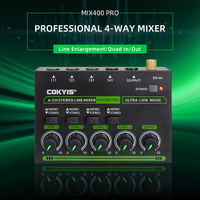 COKYIS Mixeur audio professionnel RGB 4 canaux stéréo, mixeur de ligne, en métal, avec suppression du bruit, pour studio, live, DJ, monitoring
