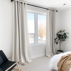Cortinas de <span class=keywords><strong>tela</strong></span> opaca 3 PASS Cortinas de lino sólido beige <span class=keywords><strong>para</strong></span> sala de estar y dormitorios - Product Image 1