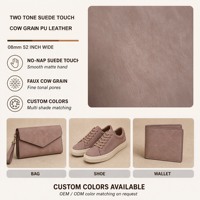 Kain Kulit PU Tekstur Kulit Sapi Suede Dua Warna Premium 08mm Lebar 52 Inci Warna Kustom untuk Tas, Sepatu, Dompet Grosir