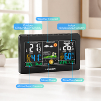 Thermomètre hygromètre numérique mural multifonction pour la maison, station météo intelligente sans fil avec horloge, prévisions et alarme