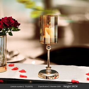 批发价格欧式金属烛台金色玻璃烛台工艺品复古家居装饰品 - Product Image 5
