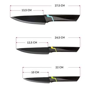<span class=keywords><strong>Noticias</strong></span> 2025 Juego de cuchillos de 3 piezas Hojas antiadherentes con revestimiento negro Juego de cuchillos populares de Rusia - Product Image 3