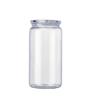 Gobelets en forme de canette de bière de 16 oz, bouteille à boisson en plastique givré de 16 oz avec couvercle - Product Image 1