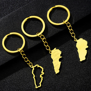 Fabricant Plaqué Or 18K Drapeau du Liban Inspiration Porte-clés Charme Acier Inoxydable Émail Carte Libanaise Pendentif Porte-clés - Product Image 6