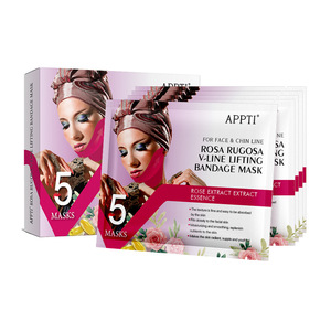 Masque facial anti-âge <span class=keywords><strong>APPTI</strong></span> à la rose rugosa et aux herbes, à l'aloe vera, pour tous types de peaux, bandage liftant en V, couvrant le double menton - Product Image 1