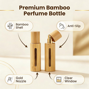Custom Logo Twist Unique <b>10ml</b> 15ml 20ml Rotating Refillable Packaging Spray Pump Bamboo Lid Glass Perfume <b>Bottle</b> - Product Image 4
