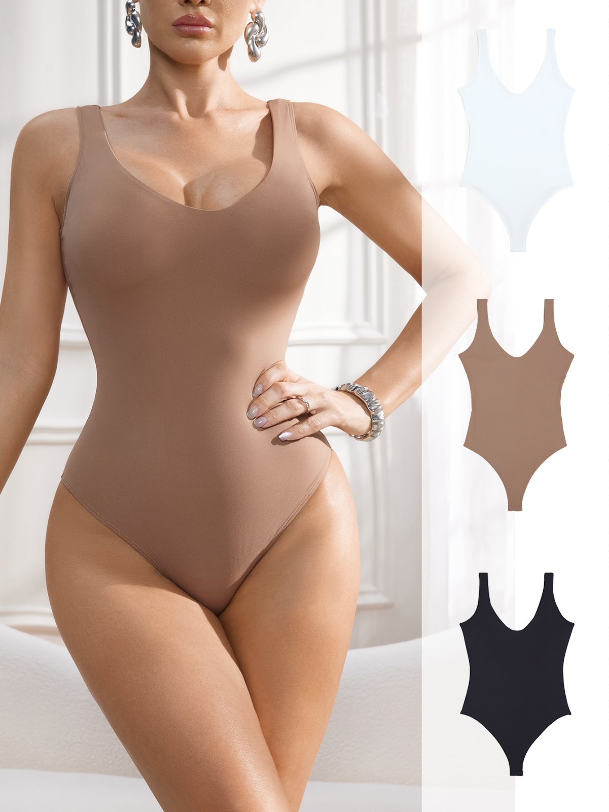 Seamless Shapewear Bodysuit (W425): fabric stretch, recovery and seam construction reference