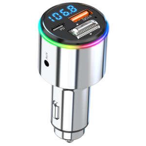Silver Color Wireless <b>Handsfree</b> FM Transmitter Car MP3 Player Fast QC 3.0 Car Charging With <b>Bluetooth</b> Function - Product Image 2