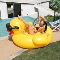 Flotteur de piscine gonflable en PVC durable personnalisé en usine, Lucky Ducky, jouet de détente aquatique, île flottante, installations d'amusement aquatique