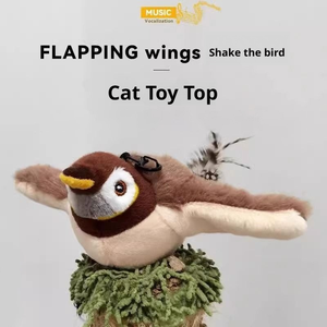 Futurepets vendita calda elettrica oscillante suono realistico morbido peluche Sparrow uccello gatto giocattolo per gatti interattivo Self-Play - Product Image 6