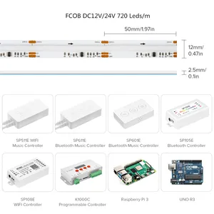 Dream Color FCOB SPI RGB IC LED Light Strip RA90 High Density 720 LEDs Flexible COB WS2811 Addressable Digital Led Pixel Strip