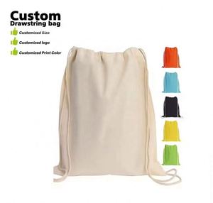Durable Reusable Promotional Cotton Drawstring Canvas String Bag Sports <b>Backpack</b> Gym Sack for Men <b>Women</b> - Product Image 1