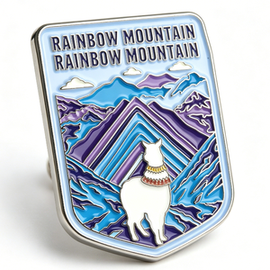 Rainbow Mountain Metal Pin Hard Enamel Zinc Alloy Rectangle Souvenir Animal Theme Travel Gift - Product Image 2