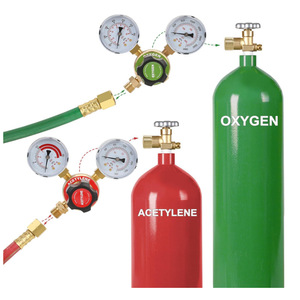 Kit de régulateurs d'oxygène et d'acétylène en laiton et aluminium, manomètre d'oxygène CGA540, manomètre d'acétylène CGA510 pour l'industrie de la soudure et de la découpe - Product Image 2