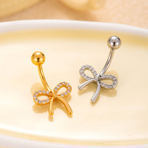 Tim rốn Vòng xuyên phẫu thuật thép không gỉ rốn xuyên bướm bụng nút nhẫn cho phụ nữ - Product Image 4