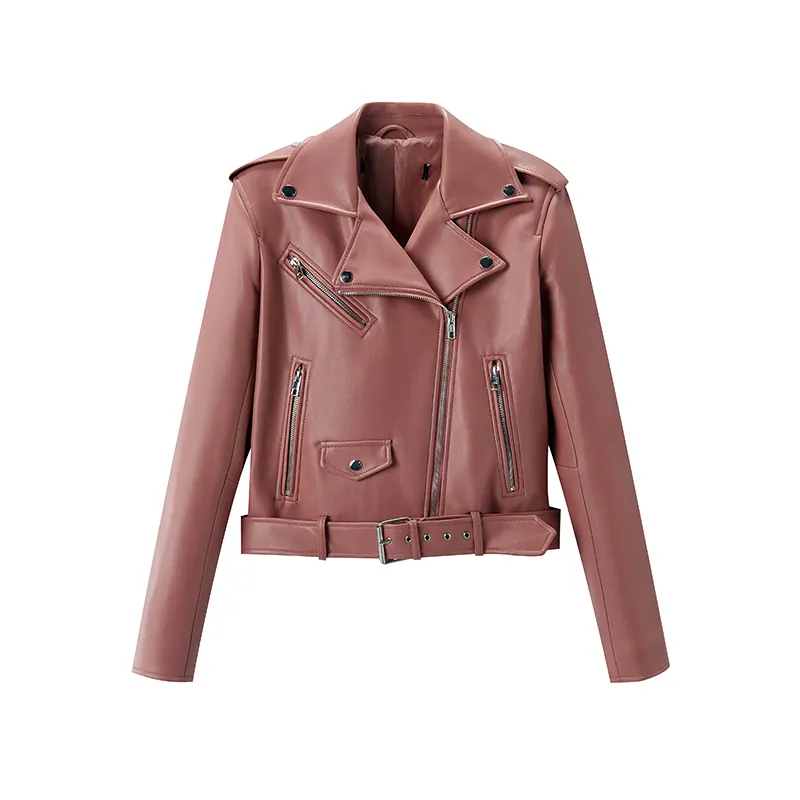 CUSTOM AUTUMN SPRING WOMEN CROPPED PU LEATHER JACKET FOR WOMEN PILOT JACKET