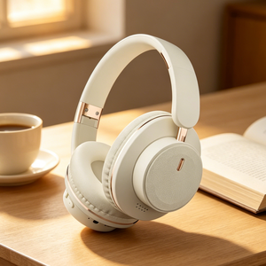 OEM Custom Logo Cream White <strong>Rose</strong> <strong>Gold</strong> Over-Ear <strong>Wireless</strong> <strong>Headphones</strong> Foldable Stereo Bass Headset for Men and Women - Product Image 1