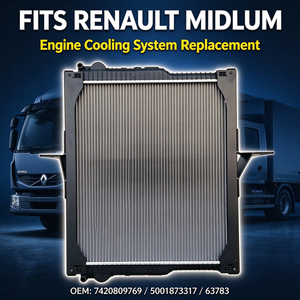 Radiador de Aluminio de Alta Resistencia 63783 Compatible con Motor de Camión <span class=keywords><strong>Renault</strong></span> Midlum OEM 5001873317 7420809769 Repuesto - Product Image 1