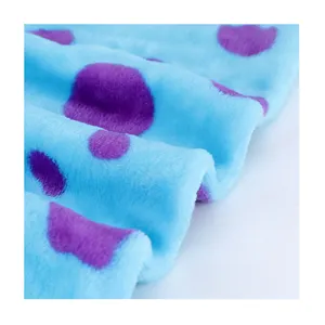 100% 涤纶回收独特设计超柔软印花牛斑蓝色法兰绒保暖毛毯面料