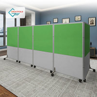 Paravent de bureau mobile moderne Greatfold, cloison pliable, séparateurs de pièce en bois et tissu, artisanat Art Déco, mariage 6